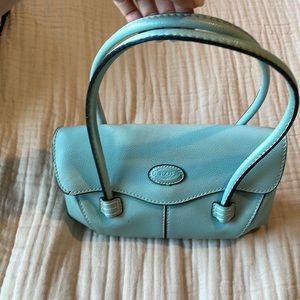 TOD’S baguette style hand bag in light blue